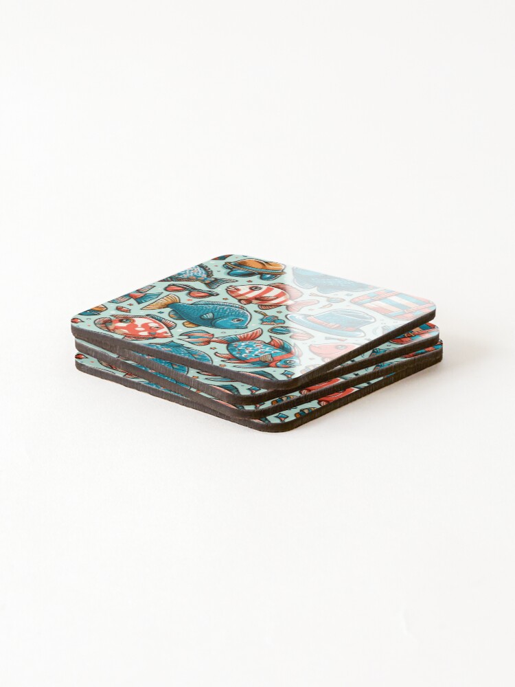Thumbnail 4 of 5, Coasters (Set of 4), Fish Pattern designed and sold by Designowner.