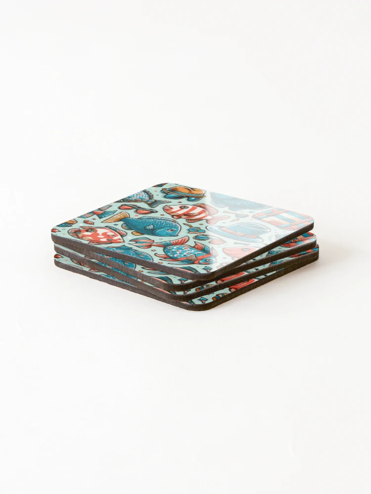 Thumbnail 4 of 5, Coasters (Set of 4), Fish Pattern designed and sold by Designowner.