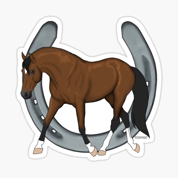 Item preview, Trotting Bay Horse avec fer à cheval designed and sold by DappledMoon.