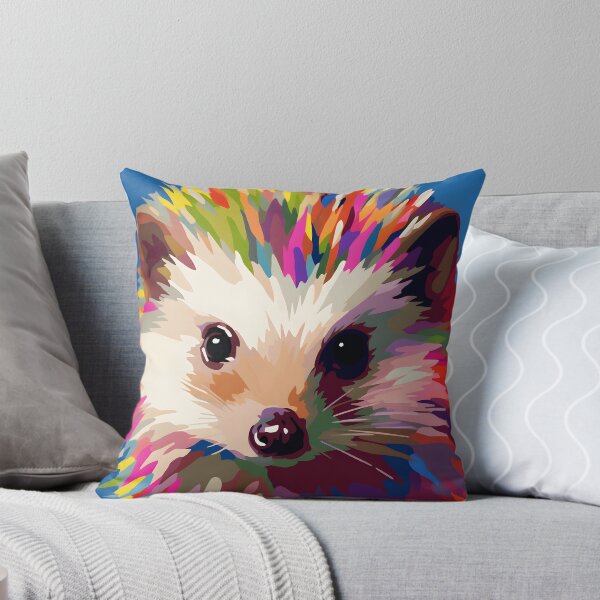 Item preview, Hedgehog portrait art. animal colorful. Animal throw pillow.  designed and sold by formform.