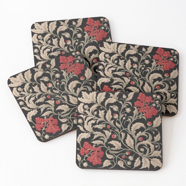 Item preview, Art Nouveau Floral Pattern Collection #1 - Red Bleeding Heart Flowers #41 designed and sold by elektronen.