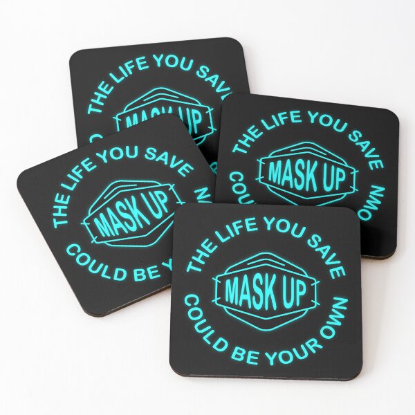 Item preview, The life you save could be your own - mask up (neon teal) designed and sold by sarahwlongcovid.