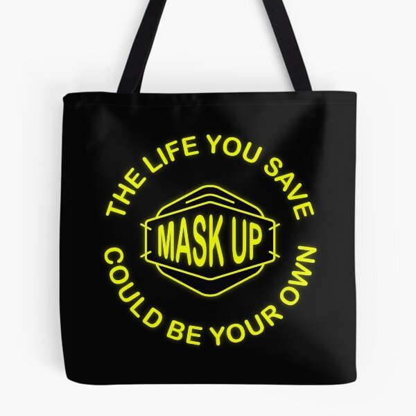 Item preview, The life you save could be your own - mask up (neon yellow) designed and sold by sarahwlongcovid.