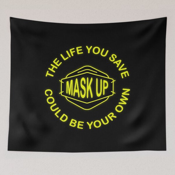 Item preview, The life you save could be your own - mask up (neon yellow) designed and sold by sarahwlongcovid.