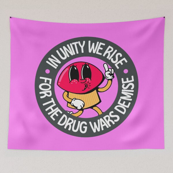 Item preview, In Unity We Rise for The Drug Wars Demise - Mushroom Cartoon designed and sold by Picket Club.