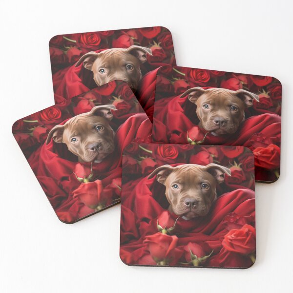 Item preview, Pit Bull Puppy With Roses designed and sold by Nocturne  Paws.