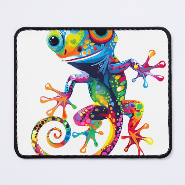 Item preview, Psychedelic Rainbow Gecko Illustration designed and sold by inkArtistryfine.