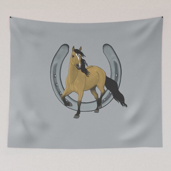 Item preview, Buckskin Andalusian Horse with Horseshoe designed and sold by DappledMoon.