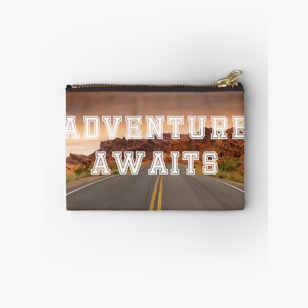 Item preview, Adventure awaits transparent words against desert highway background designed and sold by qlobba.