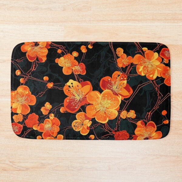 Item preview, Cherry blossom floral pattern in orange designed and sold by FlowersColorful.