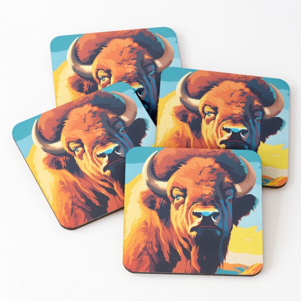 Item preview, American Bison portrait art. animal colorful. Animal throw pillow.  designed and sold by formform.