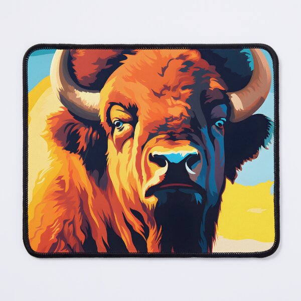 Item preview, American Bison portrait art. animal colorful. Animal throw pillow.  designed and sold by formform.