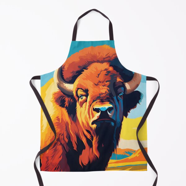 Item preview, American Bison portrait art. animal colorful. Animal throw pillow. designed and sold by formform.