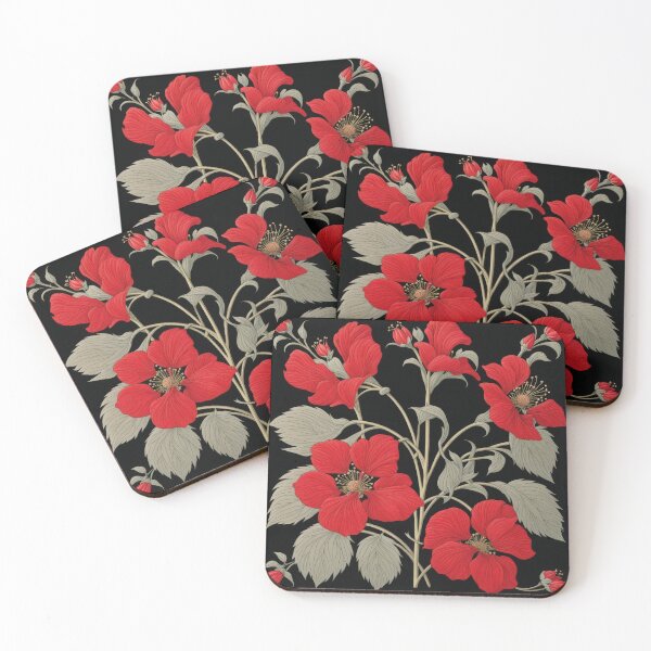 Item preview, Art Nouveau Floral Pattern Collection #1 - Red Bleeding Heart Flowers #44 designed and sold by elektronen.