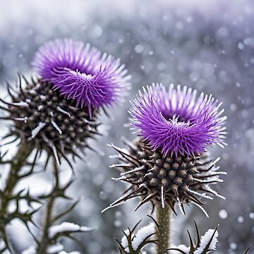 Artwork thumbnail, Thistles in the Snow by LenCarol