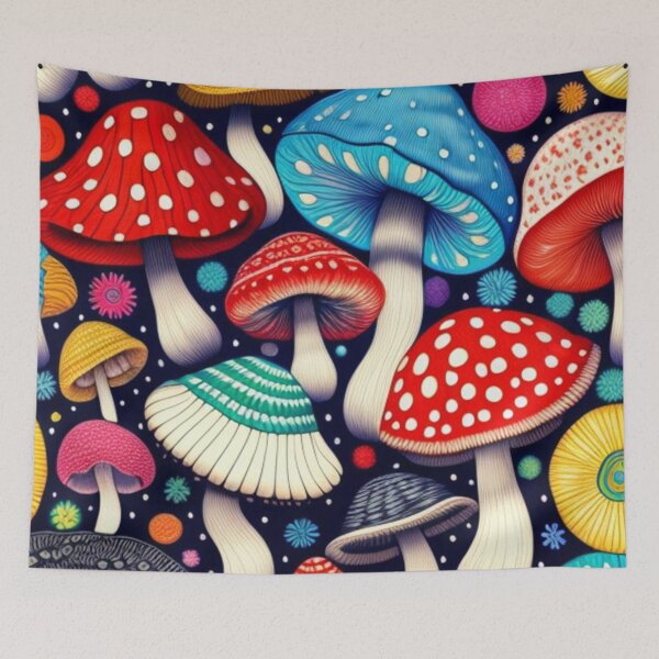 Item preview, Colorful little mushrooms  designed and sold by Roxburylane.