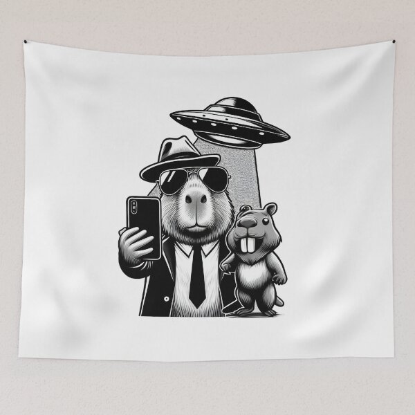 Item preview, Awesome Capybara Selfie With Alien UFOs Capybara Lover Gift  designed and sold by SlocifieShop.