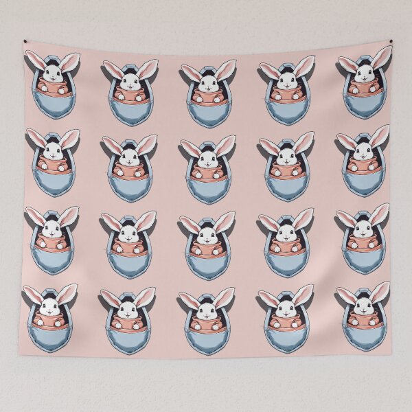 Item preview, Cute Long Ears Bunny in Orange Jacket in a blue jeans Pocket designed and sold by Ignota-Stylz.