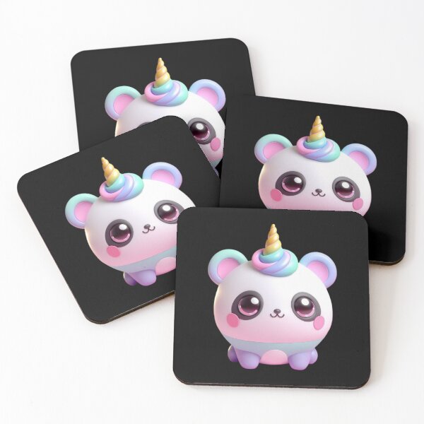 Item preview, 3D Cute Panda with Unicorn Horn, Kawaii Panda, Adorable Cute Panda designed and sold by SnuggleSafari.