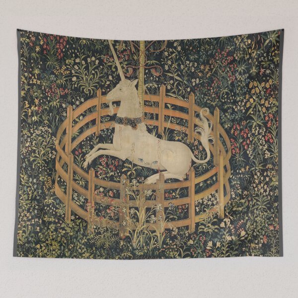 Item preview, Vintage Fenced in Unicorn Painting (1505) designed and sold by BravuraMedia.
