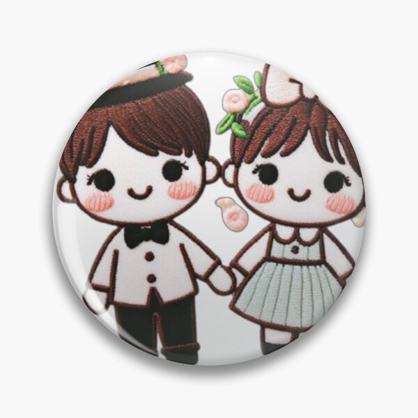Item preview, Cute Couple Embroidery Illustration Print  designed and sold by Vaidustock.