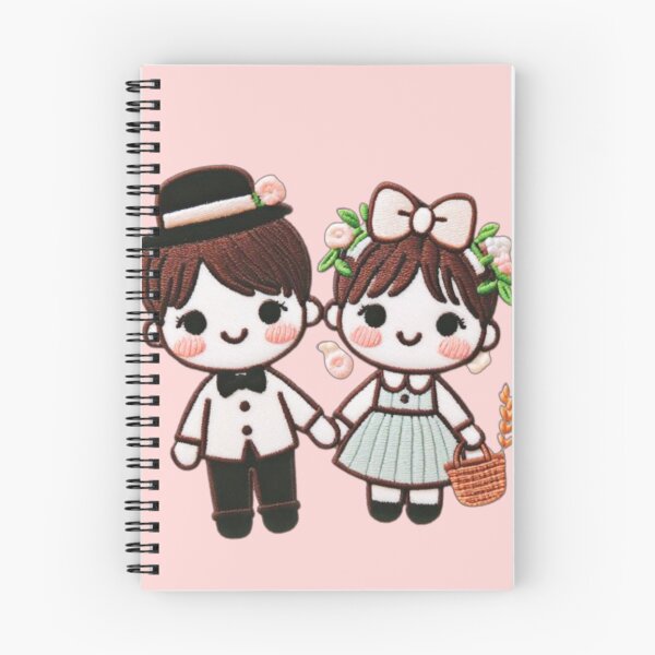 Item preview, Cute Couple Embroidery Illustration Print  designed and sold by Vaidustock.