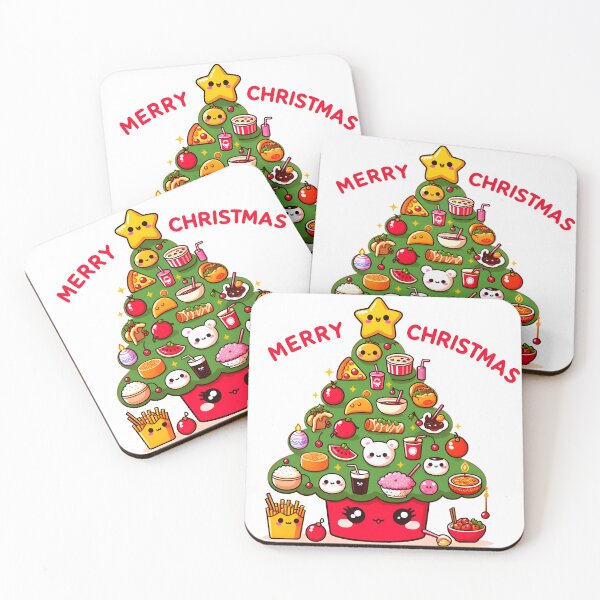 Item preview, Lindo árbol de Navidad de comida japonesa Kawaii con texto "Feliz Navidad" - 5 designed and sold by StellaArtz.