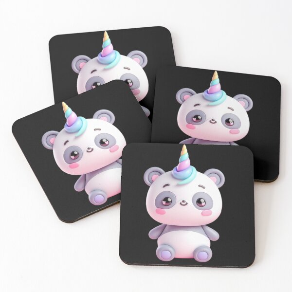 Item preview, 3D Cute Panda with Unicorn Horn, Kawaii Panda, Adorable Cute Panda designed and sold by SnuggleSafari.