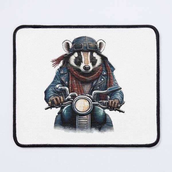 Item preview, badger wearing a jackets hat and a scarf on a motorcycle designed and sold by jnsmerchstore.