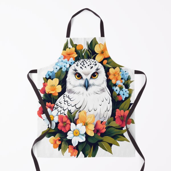 Artikelvorschau, Niedliche Schneeeule, umgeben von kräftigen, lebendigen Frühlingsblumen entworfen und verkauft von BirdsnStuff.