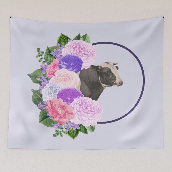 Item preview, Floral half wreath cow designed and sold by ColorburstCabin.
