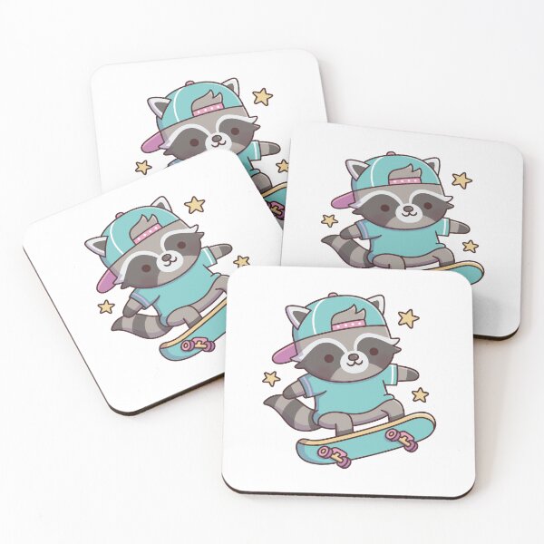 Item preview, Lindo mapache con sombrero haciendo acrobacias en patineta designed and sold by rustydoodle.