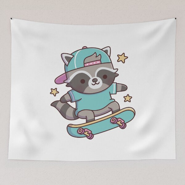 Item preview, Lindo mapache con sombrero haciendo acrobacias en patineta designed and sold by rustydoodle.