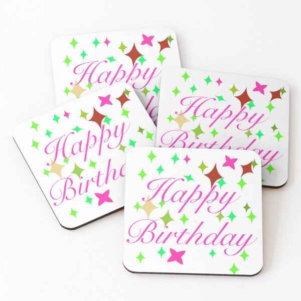 Item preview, Happy Birthday with Pink Lettering and Colorful stars designed and sold by Victoria Rose.