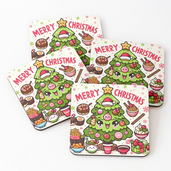 Item preview, Lindo árbol de Navidad de comida japonesa Kawaii con texto "Feliz Navidad" - 2 designed and sold by StellaArtz.