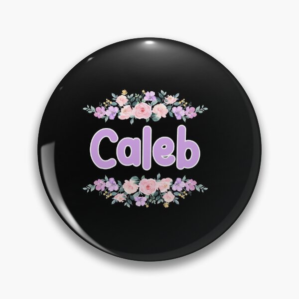 Item preview, Etiqueta con el nombre de Caleb, flor morada (negra) designed and sold by NormadWorld.