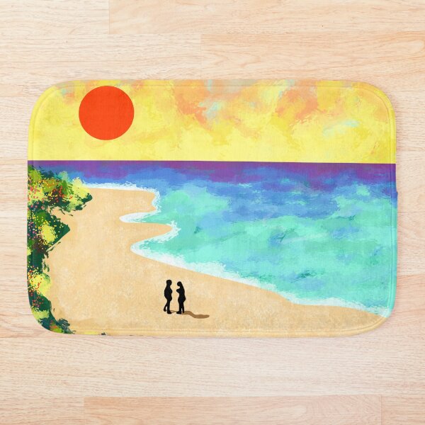 Item preview, Resplandor dorado, vibrante puesta de sol en la playa, paisaje costero inspirado en los amantes de la naturaleza, puesta de sol en el océano al atardecer, vegetación junto a la línea costera designed and sold by Kintsugi99.