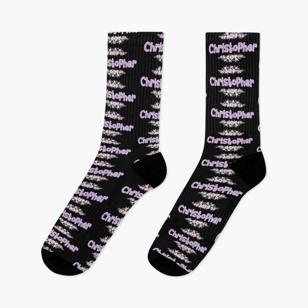 Item preview, Purple Flower Christopher Name Label (Black) designed and sold by NormadWorld.