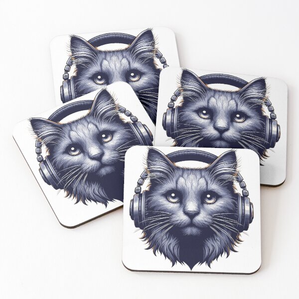 Item preview, Cool Cat Wearing Headphones designed and sold by TomFrontierArt.