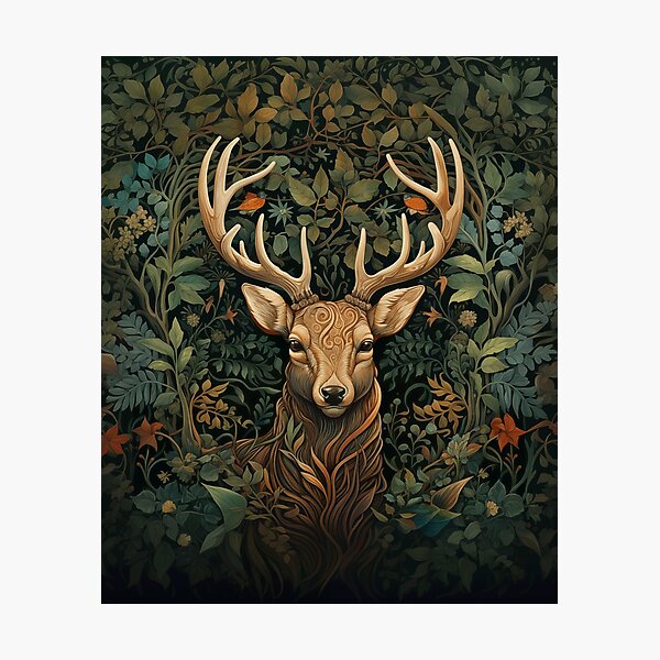 Item preview, Deer with Antlers in an Enchanted Forest designed and sold by AntiqueImages.