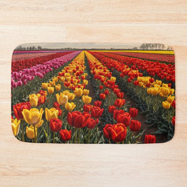 Item preview, Dawn of Spring: Tulip Fields Glow Under Morning Light designed and sold by ArtComixHaven.