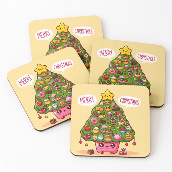 Item preview, Lindo árbol de Navidad de comida japonesa Kawaii con texto "Feliz Navidad" - 3 designed and sold by StellaArtz.