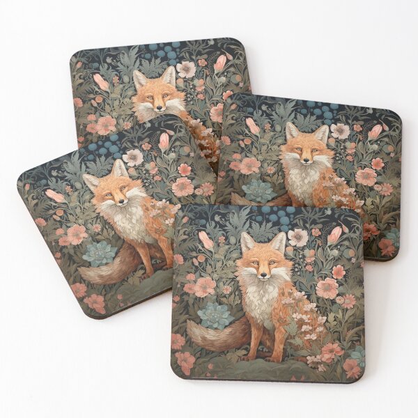 Item preview, Fox in a William Morris style Garden designed and sold by AntiqueImages.