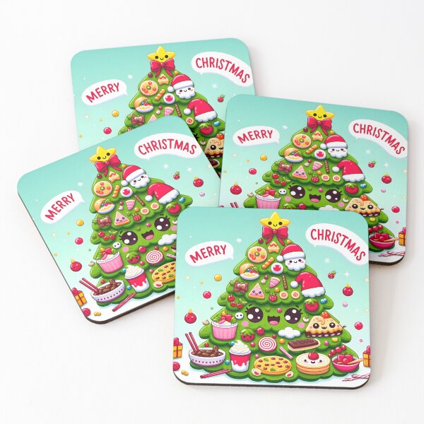 Item preview, Lindo árbol de Navidad de comida japonesa Kawaii con texto "Feliz Navidad" - 6 designed and sold by StellaArtz.
