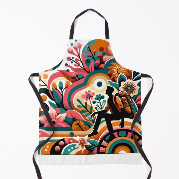 Item preview, Mystic Floral Scene with Trekking Panorama - Backpacker and Stargazer Dream Design designed and sold by Nimira.