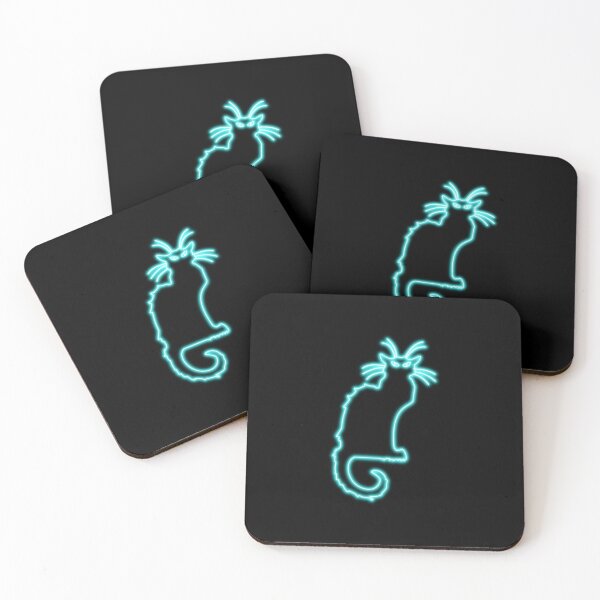 Item preview, Blue Neon Chat Noir - Black Cat - Art Nouveau: designed and sold by lachataigne.