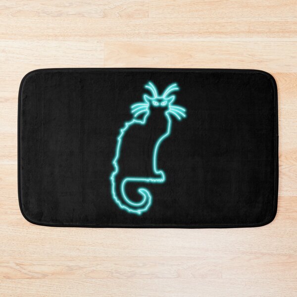Item preview, Blue Neon Chat Noir - Black Cat - Art Nouveau: designed and sold by lachataigne.