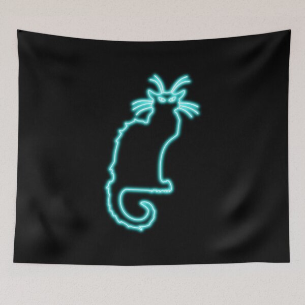 Item preview, Blue Neon Chat Noir - Black Cat - Art Nouveau: designed and sold by lachataigne.