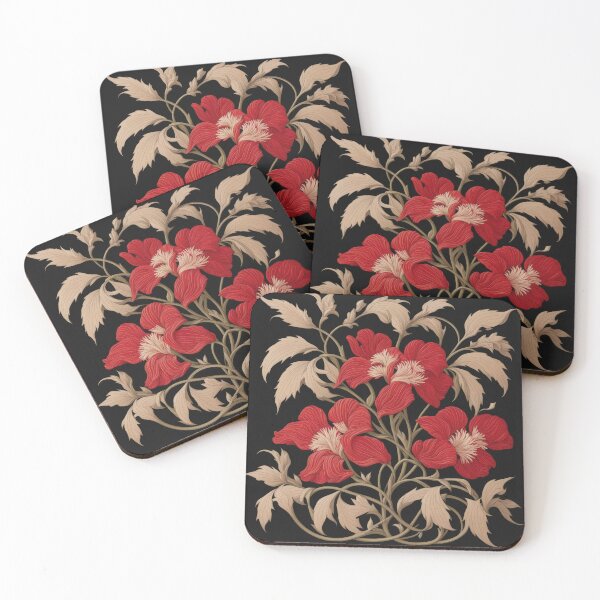 Item preview, Art Nouveau Floral Pattern Collection #1 - Red Bleeding Heart Flowers #49 designed and sold by elektronen.
