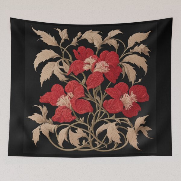 Item preview, Art Nouveau Floral Pattern Collection #1 - Red Bleeding Heart Flowers #49 designed and sold by elektronen.